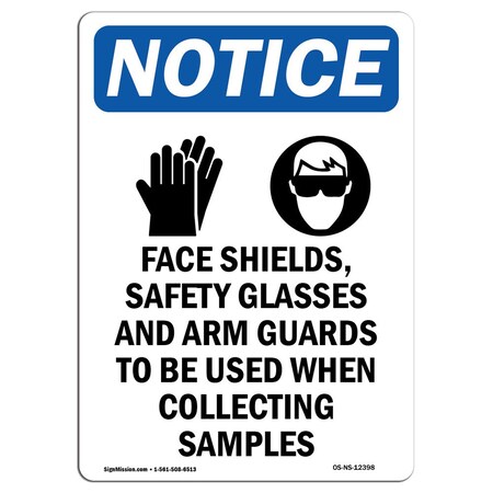 Signmission OSHA Notice Sign, Face Shields Safety With Symbol, 10in X 7in Rigid Plastic, 7" W, 10" H, Portrait OS-NS-P-710-V-12398